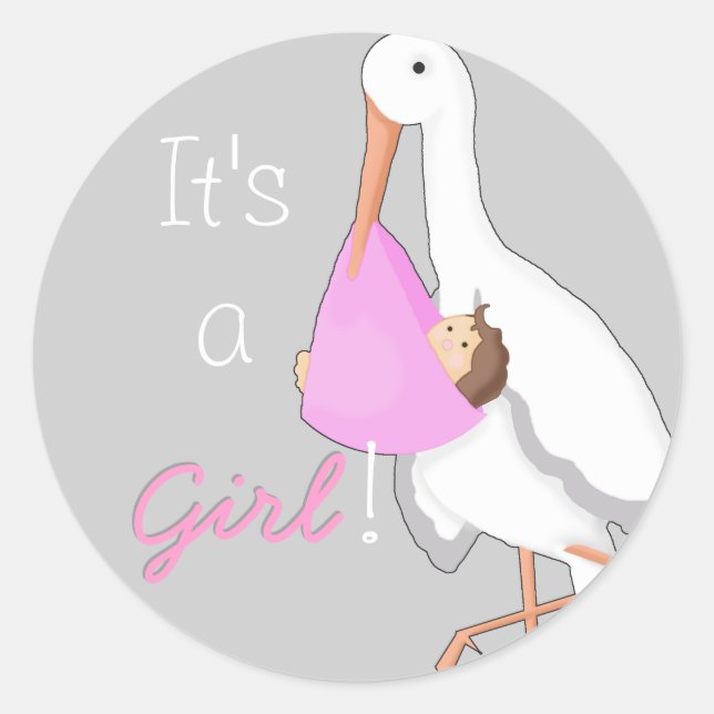 Sticker Rond Enveloppe "Stork with Girl" Phoques/Stickers (Devant)