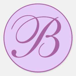 Sticker Rond Enveloppe violet et lavande Monogramme Phoques