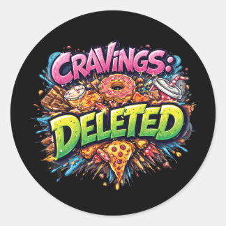 Sticker Rond Envies Supprimées – Graphisme Gras en Bande Dessin
