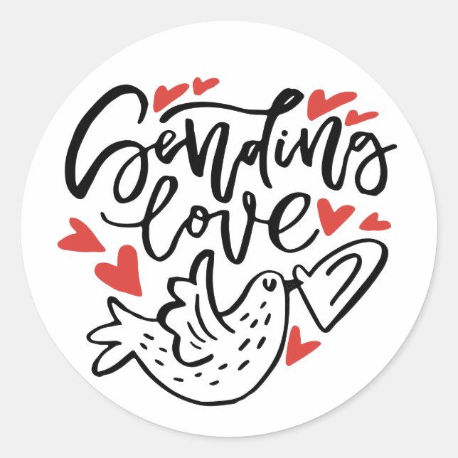Sticker Rond Envoi d'amour Calligraphie moderne Saint-Valentin (Devant)
