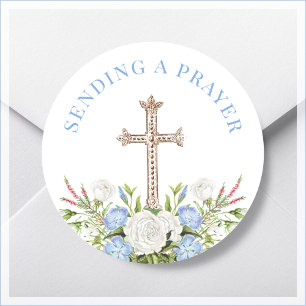 Sticker Rond Envoi d'une prière Croix d'or