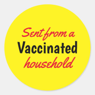 Sticker Rond Envoyé à partir d'un texte de ménage vacciné Jaune