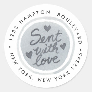 Sticker Rond Envoyé avec l'adresse de retour d'amour