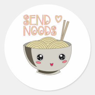 Sticker Rond Envoyer Noods Kawaii Ramen Bowl Miso Noodle Soupe 
