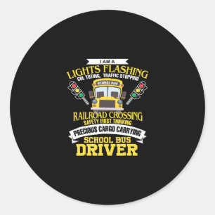 Sticker Rond envoyer un chauffeur d'autobus scolaire en cadeau 