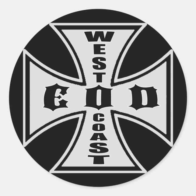 Sticker Rond EOD de la côte ouest (Noir) (Devant)