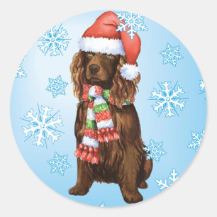 Sticker Rond Épagneul heureux de Howliday Boykin