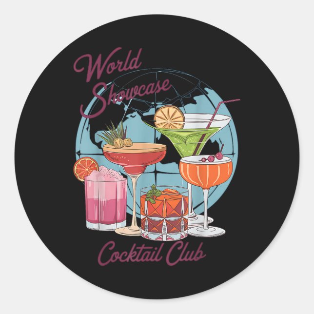 Sticker Rond Epcot Drinking World Showcase Tail Club Boire T (Devant)