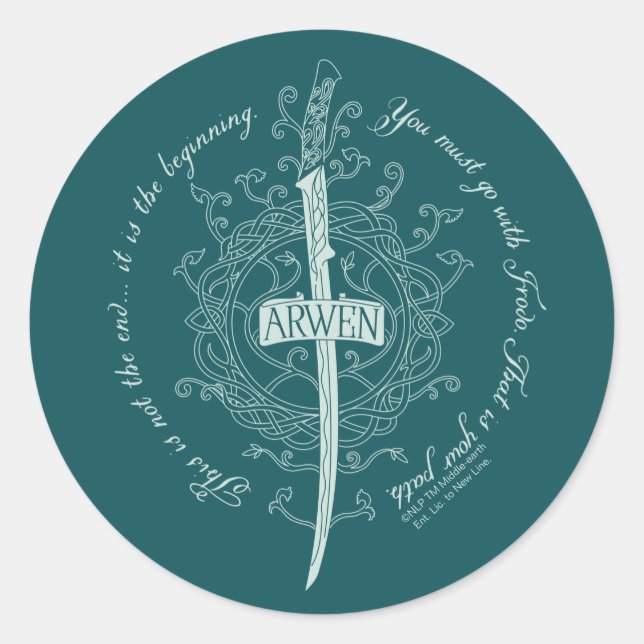 Sticker Rond Épée elfique ARWEN™ Citation (Devant)