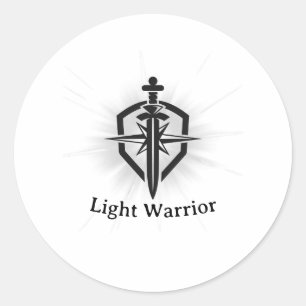 Sticker Rond Épée et bouclier de guerrier de lumière