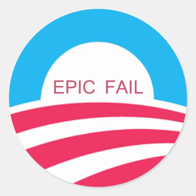 STICKER ROND EPIC FAIL OBAMA, 4-6-10 (Devant)