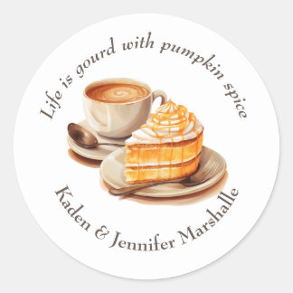 Sticker Rond Épice et tranche Citrouille d'automne
