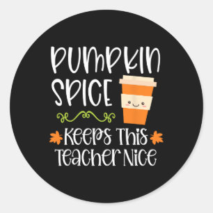 Sticker Rond Épices citrouilles garde cet enseignant Nice Hallo