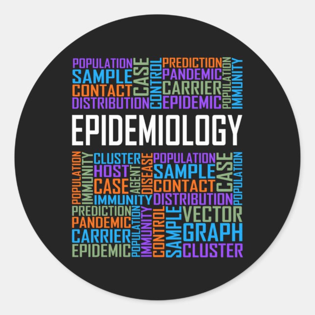 Sticker Rond Épidémiologie Mots Fière Épidémiologiste (Devant)