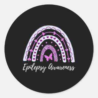Sticker Rond Epilepsie Sensibilisation Boho Arc-en-ciel
