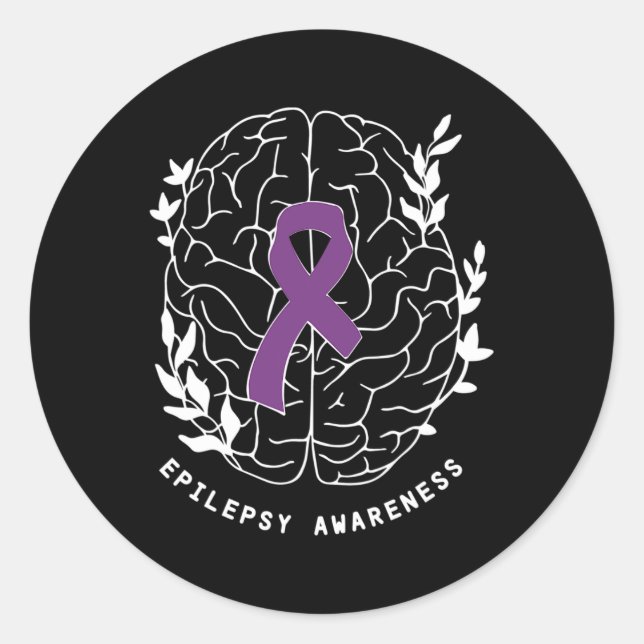 Sticker Rond Epilepsie Sensibilisation Ribbon Purple Epilepsie  (Devant)