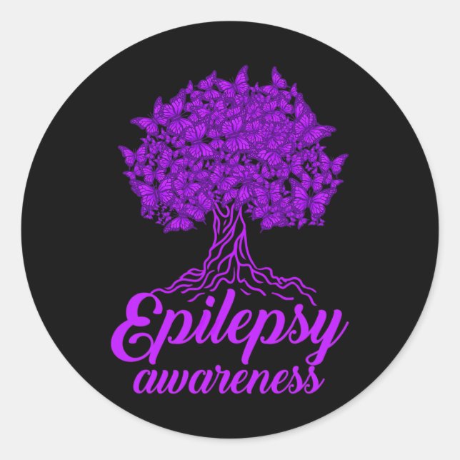 Sticker Rond Epilepsy Awareness Butterfly  (Devant)
