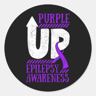 Sticker Rond Epilepsy Warrior Day Epileptic Ribbon Epilepsia Pu