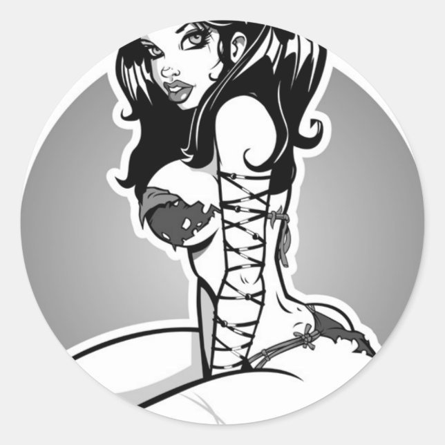 Sticker Rond épingle noire et blanche (Devant)