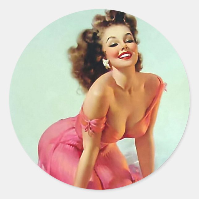 Sticker Rond Épingle souriante vers le haut (Devant)