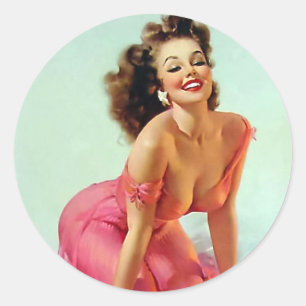 Sticker Rond Épingle souriante vers le haut