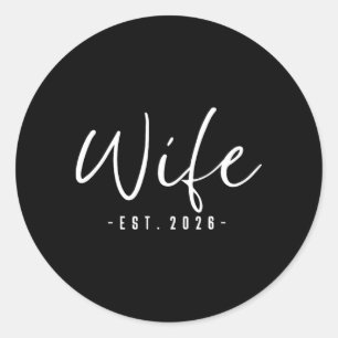 Sticker Rond Épouse 2026 Mariée Lune de Miel Couple Marié