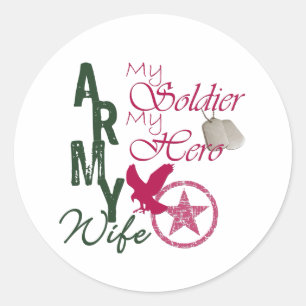 Sticker Rond Épouse d'armée - soldat