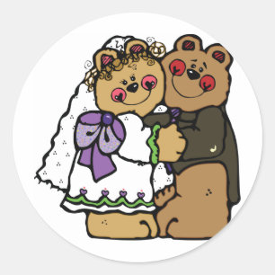Sticker Rond Épouse d'ours et champignon d'ours