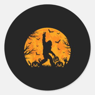 Sticker Rond Épouvantable Halloween Bigfoot Citrouille Drôle Ha