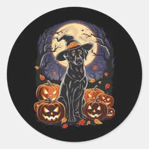 Sticker Rond Épouvantable sorcière de Halloween Labrador Retrie
