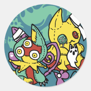 Sticker Rond Épouvantablement mignon Chats monstrueux Hallowe