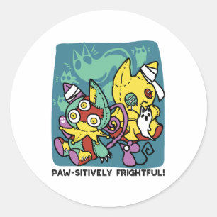 Sticker Rond Épouvantablement mignon Chats monstrueux Hallowe