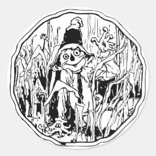 Sticker Rond Épouvantail dans le maïs
