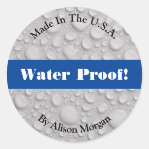 Sticker Rond Epreuve d'eau, do-it-yourself 3 lignes de texte et