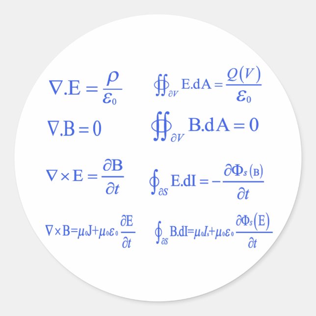 Sticker Rond équation maxwell physique (Devant)