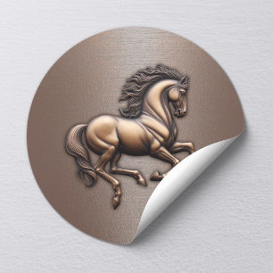 Sticker Rond Equine Cheval Moderne Texture Cuivre Élégante