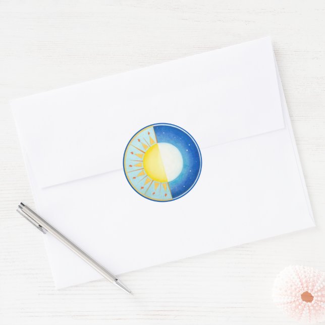 Sticker Rond Equinoxe du soleil et de la lune celtique (Enveloppe)