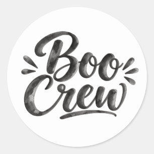 Sticker Rond Équipage Boo lettrage à l'aquarelle Halloween drôl