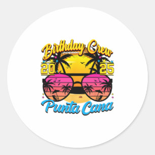 Sticker Rond Équipage d'anniversaire Punta Retro Cana 2025 Couc