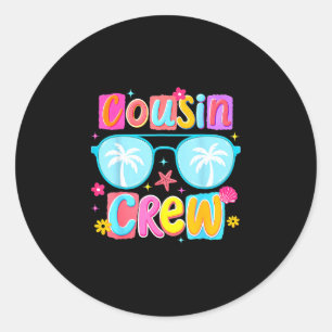 Sticker Rond équipage de cousin drôle vacances d'été voyage pla