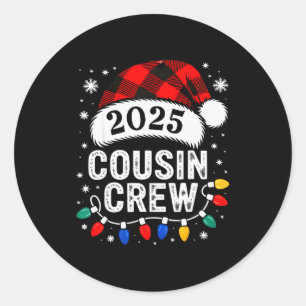 Sticker Rond Équipage de Cousins Noël 2025 Santa Enfants Famill