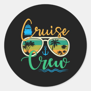 Sticker Rond Équipage de croisière 2025 Vacances en famille Pla