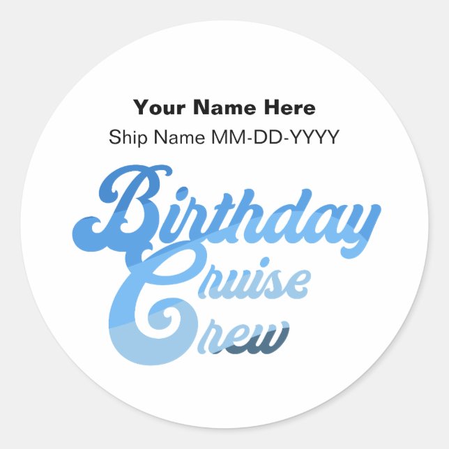 Sticker Rond Équipage de croisière d'anniversaire (Devant)