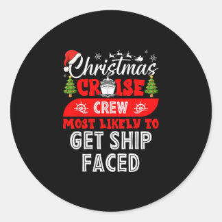 Sticker Rond Équipage de croisière de Noël drôle le plus suscep