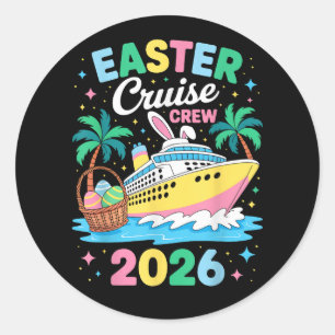 Sticker Rond Équipage de croisière de Pâques 2026 Vacances fami