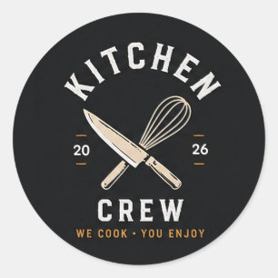 Sticker Rond 🔪 Équipage de cuisine Logo d'uniforme du personne
