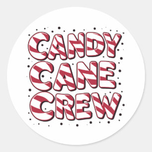 Sticker Rond Équipage de l'amant de canne à sucre de Noël Xmas 
