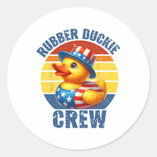 Sticker Rond Équipage Funny Duck Canard en caoutchouc