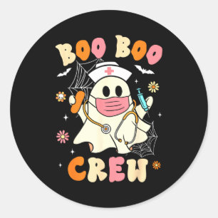 Sticker Rond Équipage groovy boo boo infirmière halloween fantô
