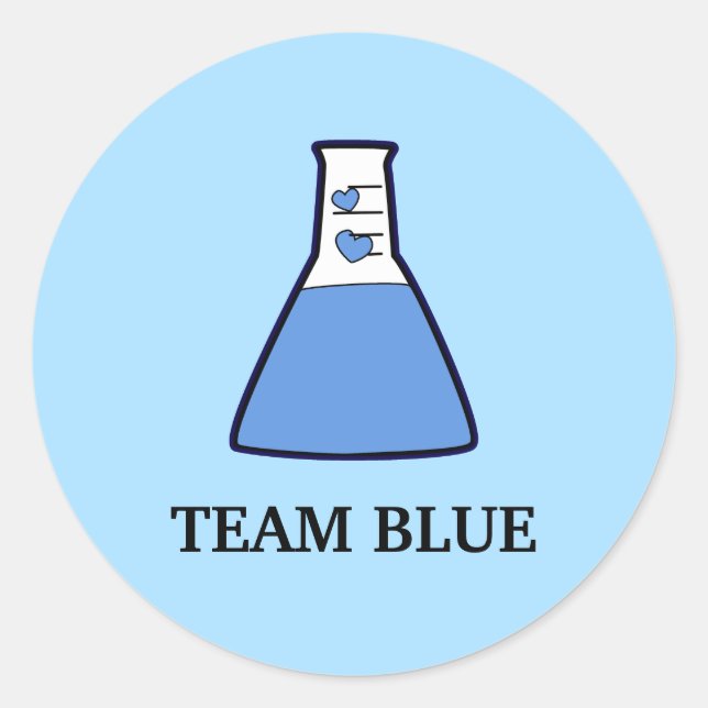 Sticker Rond Équipe Bleu Genre Révélateur Science (Devant)